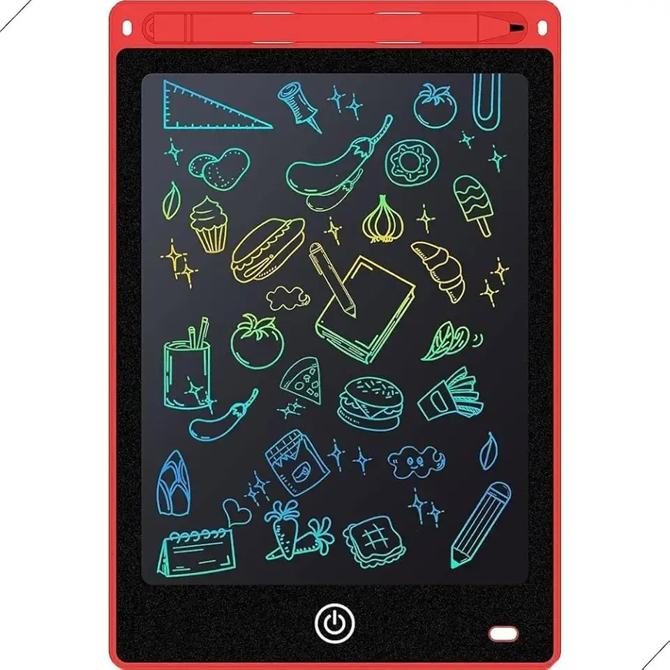 Tablet Infantil LCD Lousa Mágica Escrita Colorida Para Desenho e Estudo Educativo 12 Polegadas (Vermelho)