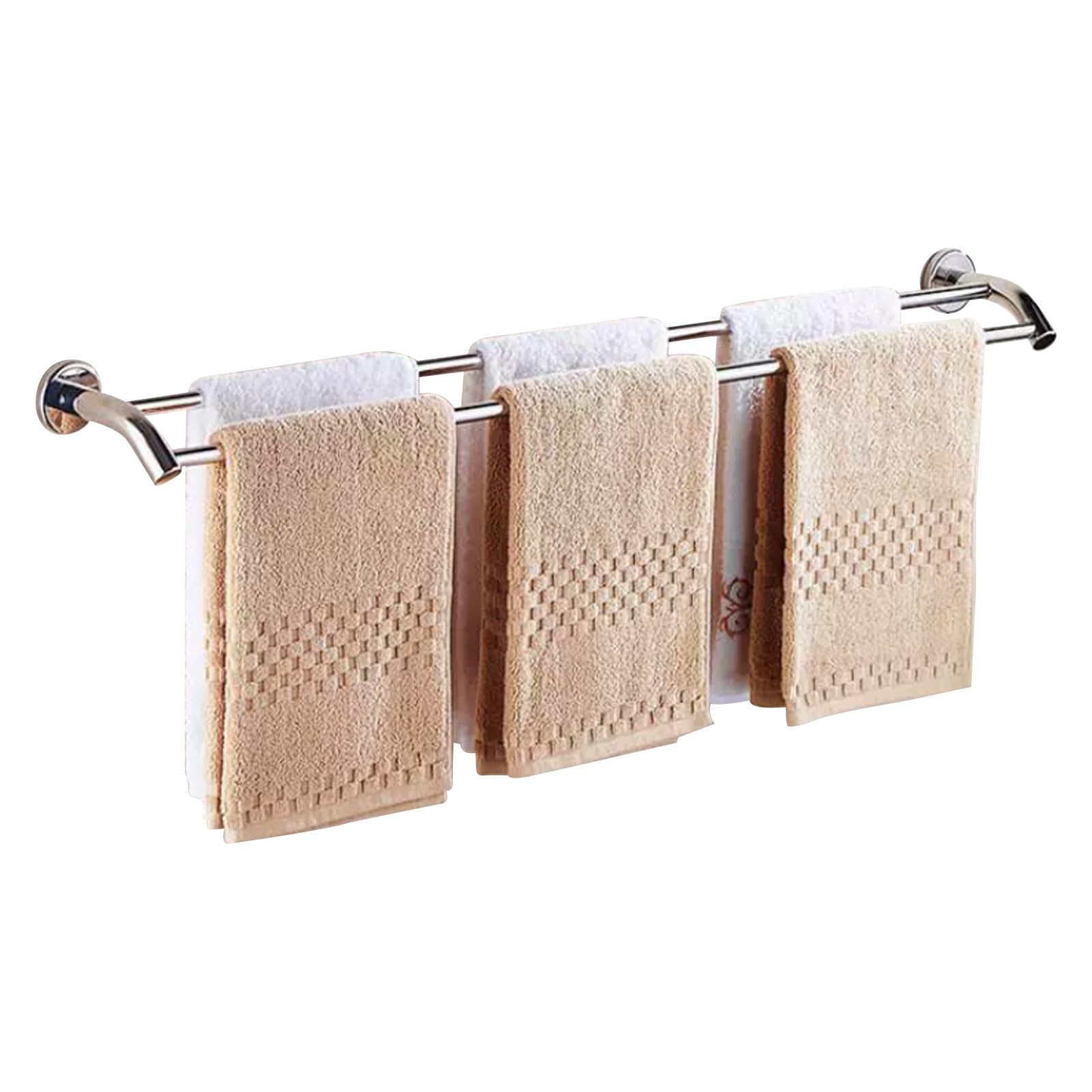 Porte-serviettes mural en acier inoxydable double barre compact 30-80 cm