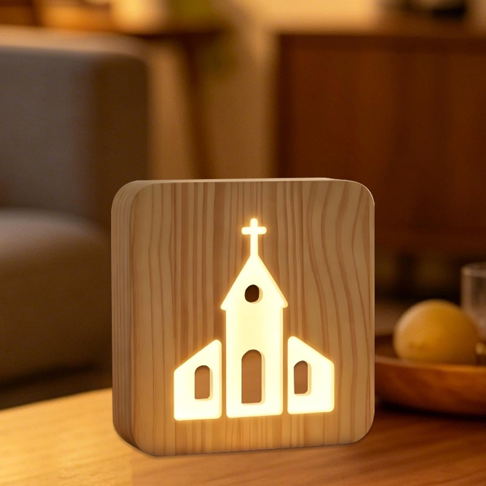 Lampki Nocne Dla Dzieci Drewniana, Urocza Dekoracja LED USB z 3 Poziomami