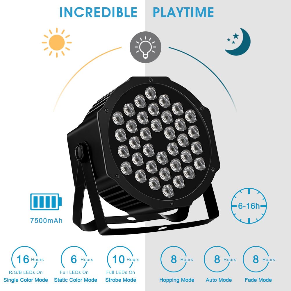 Amazon.co.jp: 36LED パーライト 電池式 - RGB 36W ステージパーライト