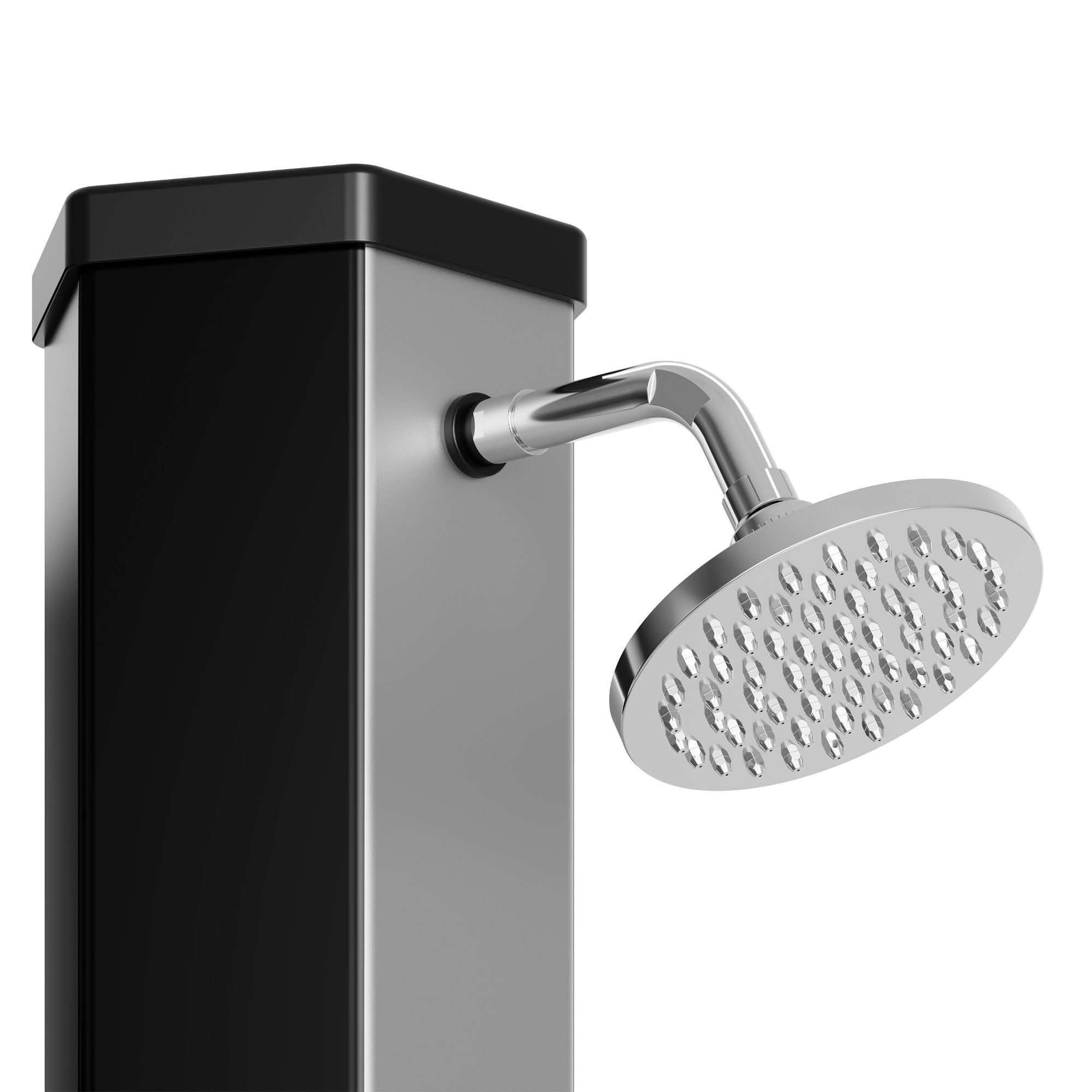Zelsius Solardusche Taree mit Wasserhahn, Fußdusche | Schwarz, Silber | Solardusche 60 Liter, kalt und warm, max. 60°C, Gartenschlauch Anschluss | Gartendusche, Außendusche, Campingdusche, Pooldusche