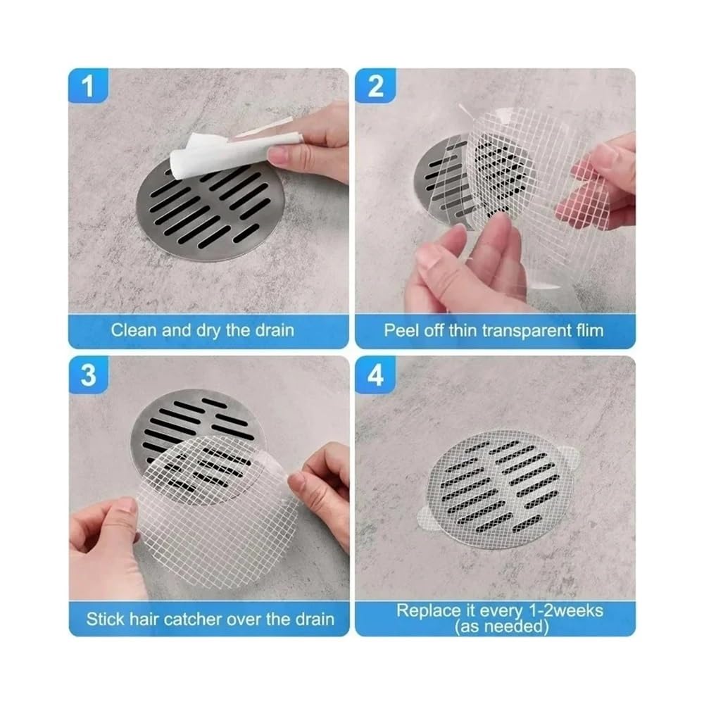 Colador de pelo desechable de malla de drenaje para baño, filtro antibloqueo, adhesivo de drenaje de suelo, cubierta de ducha, colador de fregadero de cocina (A (9 cm), 30 unidades