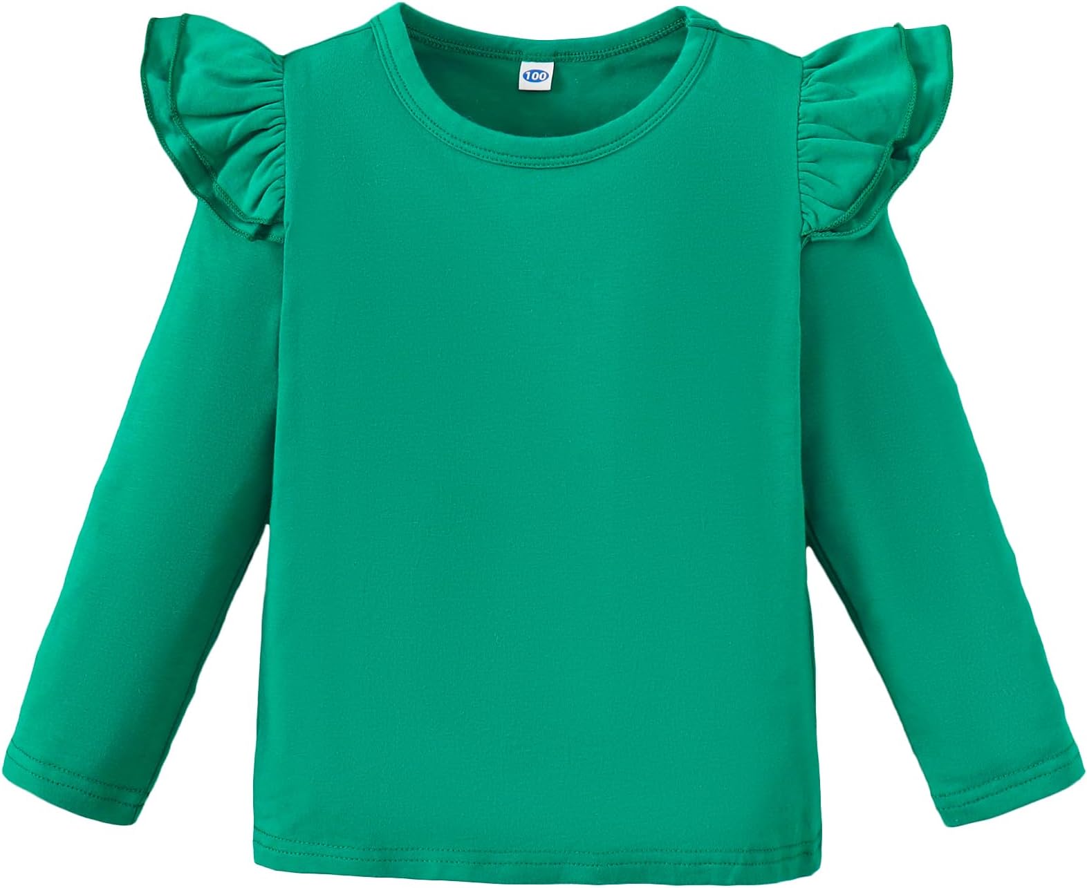 Toddler Baby Girls Long Sleeve Ruffle T Shirt Kids Casual Plain Solid Top Blouse T-Shirt Undershirt