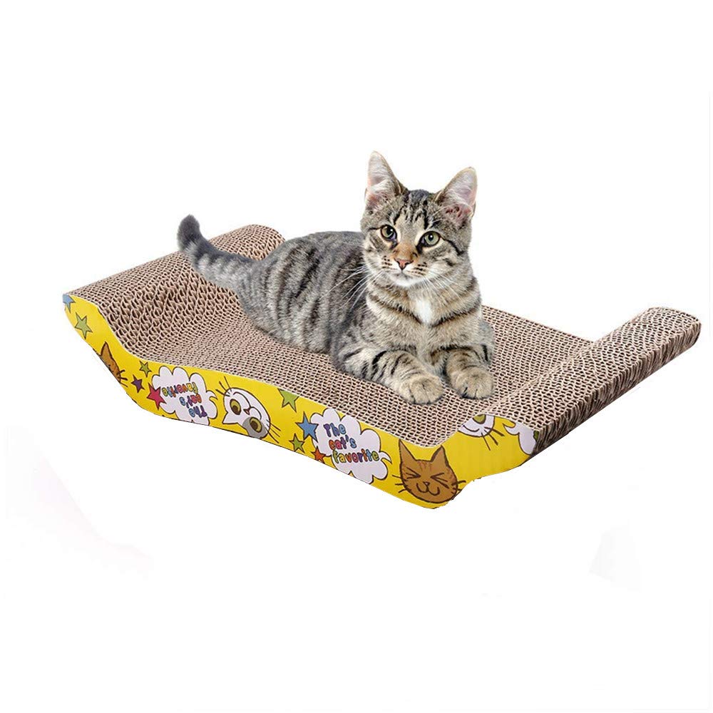 Mumoo Bear 1Piece Cat Scratching Board Lounger Set, Reversible Cat Scratching Pads Premium Cardboard Construction, Multicolor, Toy