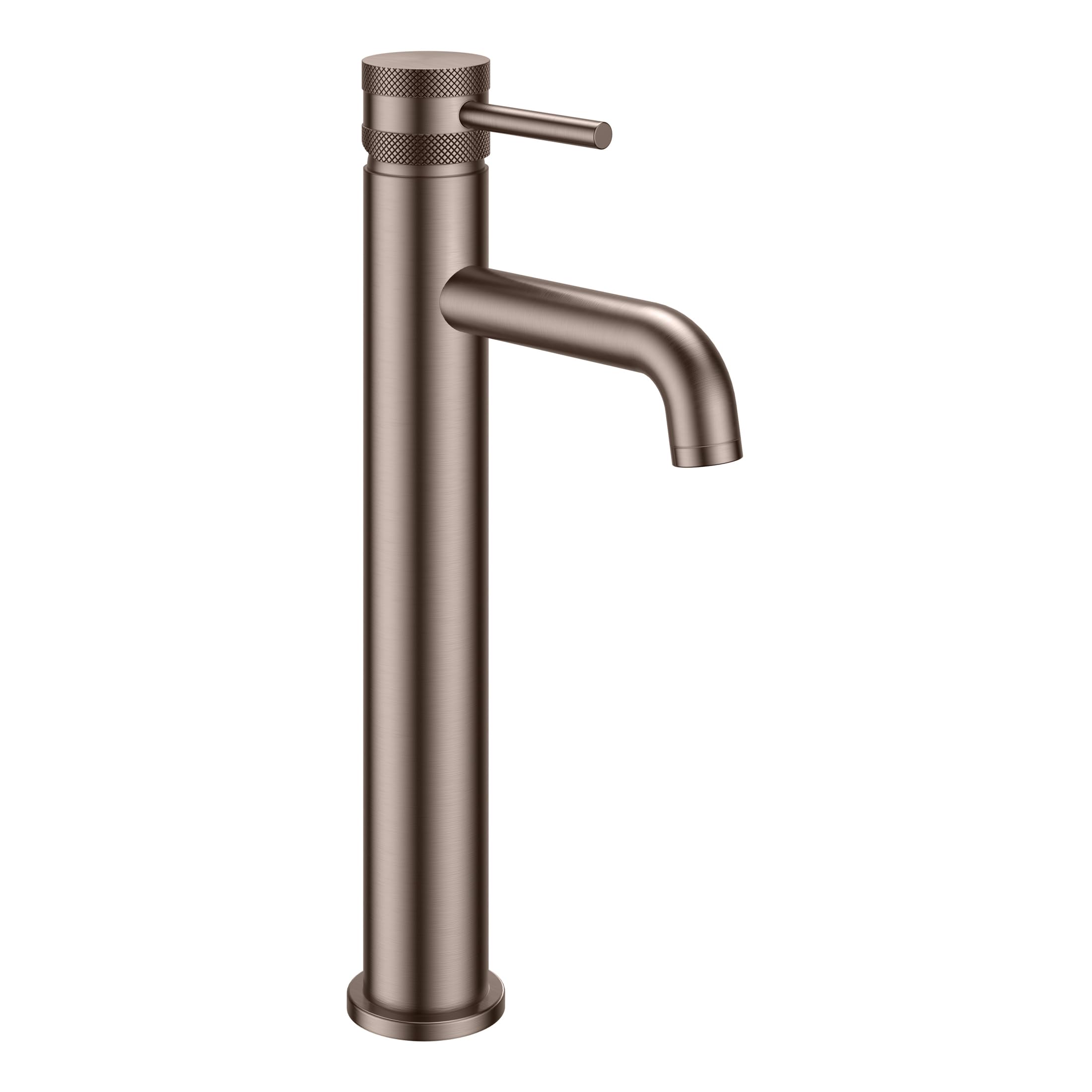 Tall Mono Basin Mixer Tap - Brass Construction Deck Mounted Dual Handle Options Modern High-Rise Design Flexi Tails Included (Brushed Bronze)