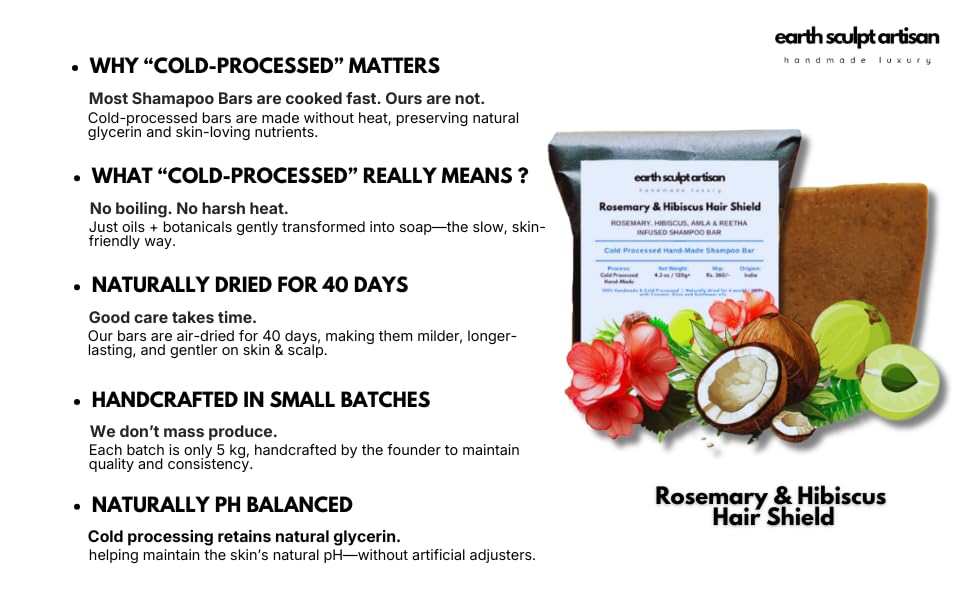 Image of Rosemary & Hibiscus Shampoo Bar for Hairfall & Dandruff Control | Handmade, Cold Processed with Amla, Reetha & Tea Tree Oil | Sulphate & Paraben Free -120g
