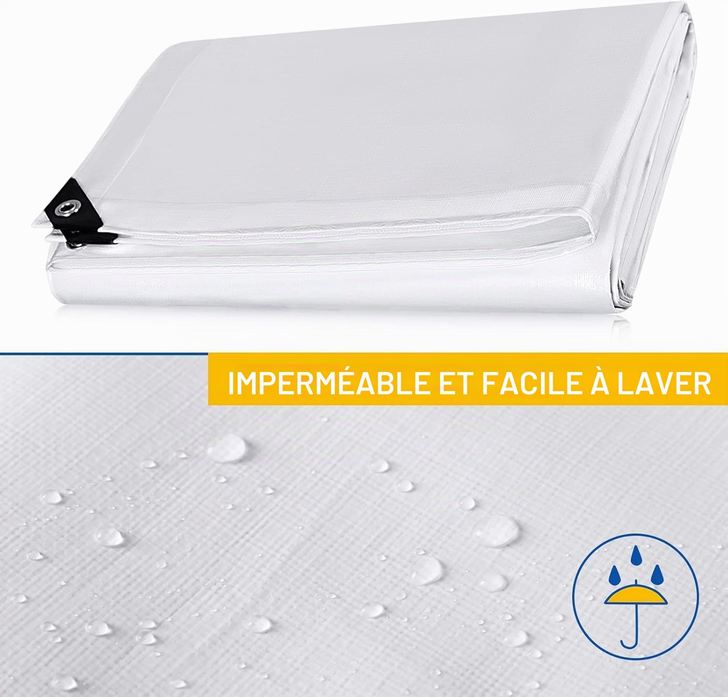 Laneetal Bâche Renforcée Anti-UV 180g/m² 4x5m Blanc