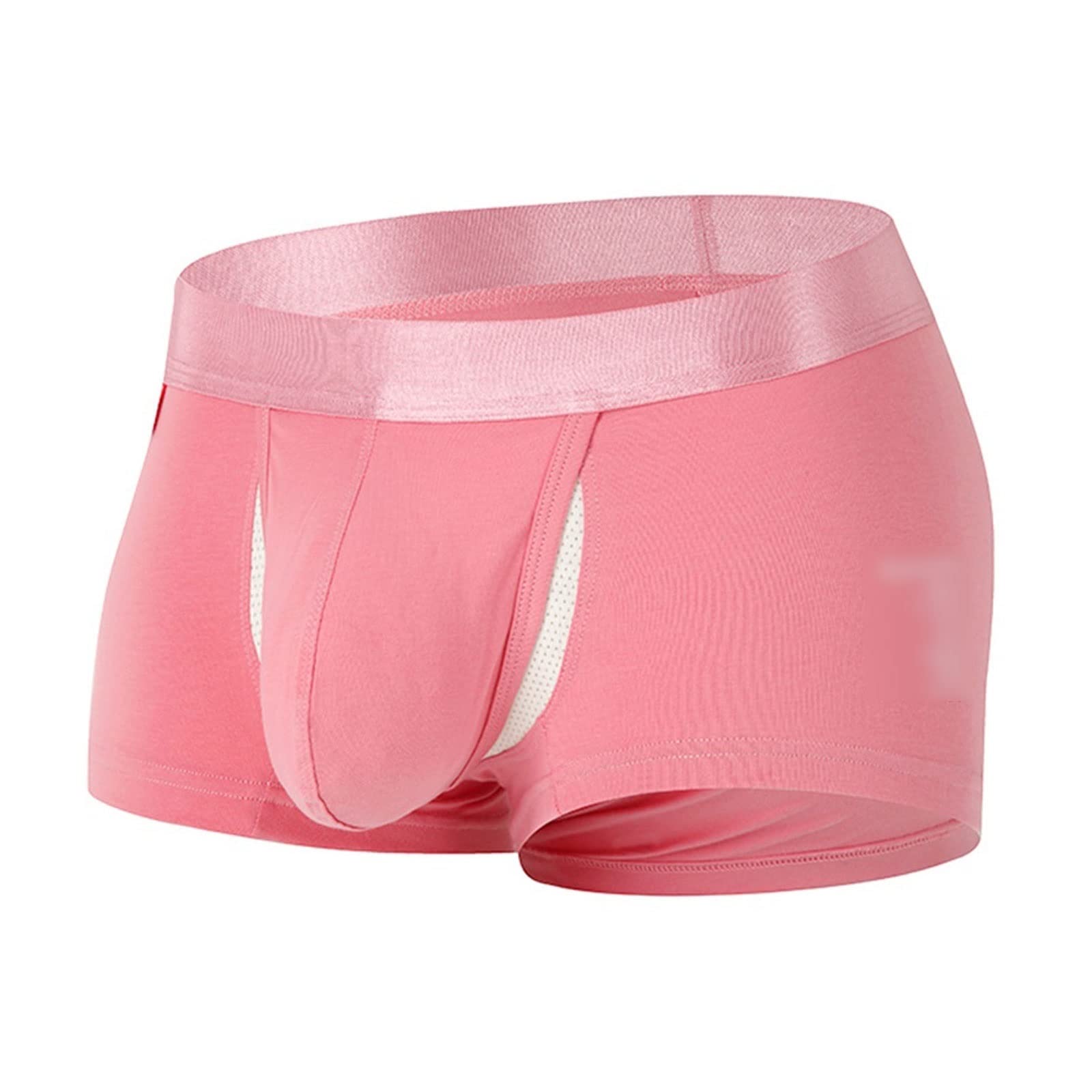 YIOUYIYIOUYI Mens Briefs, Open Crotch Men Cotton Underwear Bulge Enhancing Boxer Shorts Big Pouch Sexy Underpants XXXL (Color : Pink, Size : XXX-Large)