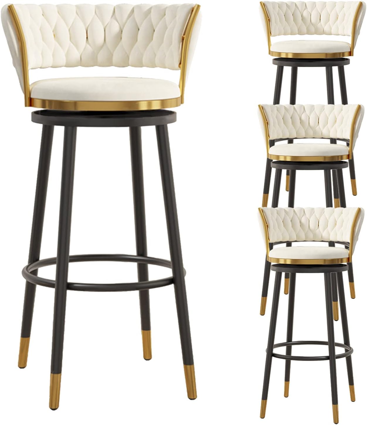 Amraihpy Swivel Velvet Barstools Set of 1/2/3/4, White