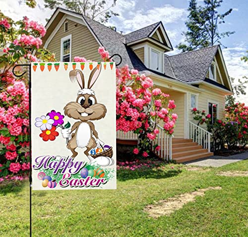 Easter Bunny Garden Flag,Burlap Welcome Garden Flag,Cute Rabbit Yard Flag Outdoor Decor Banner 12.5 X 18 Inch (Colorful Bunny Garden Flags) #TOP1