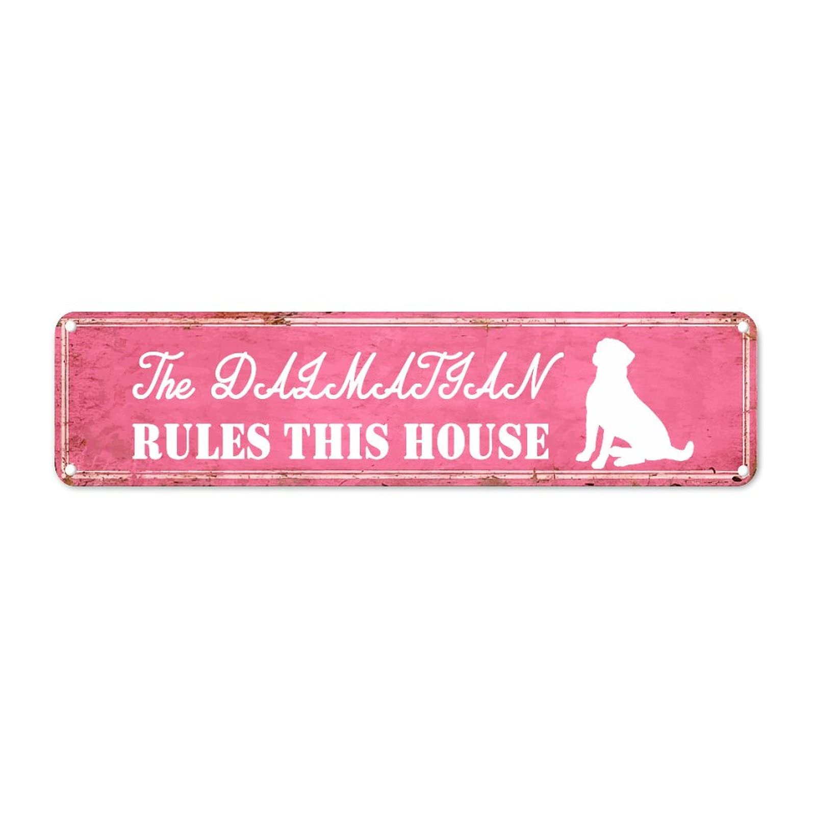The Dog Rules This House Retro Tin Signs Aluminum Metal Sign for Home Garden Yard Wall Non-Fade Decor 4x16 Inch