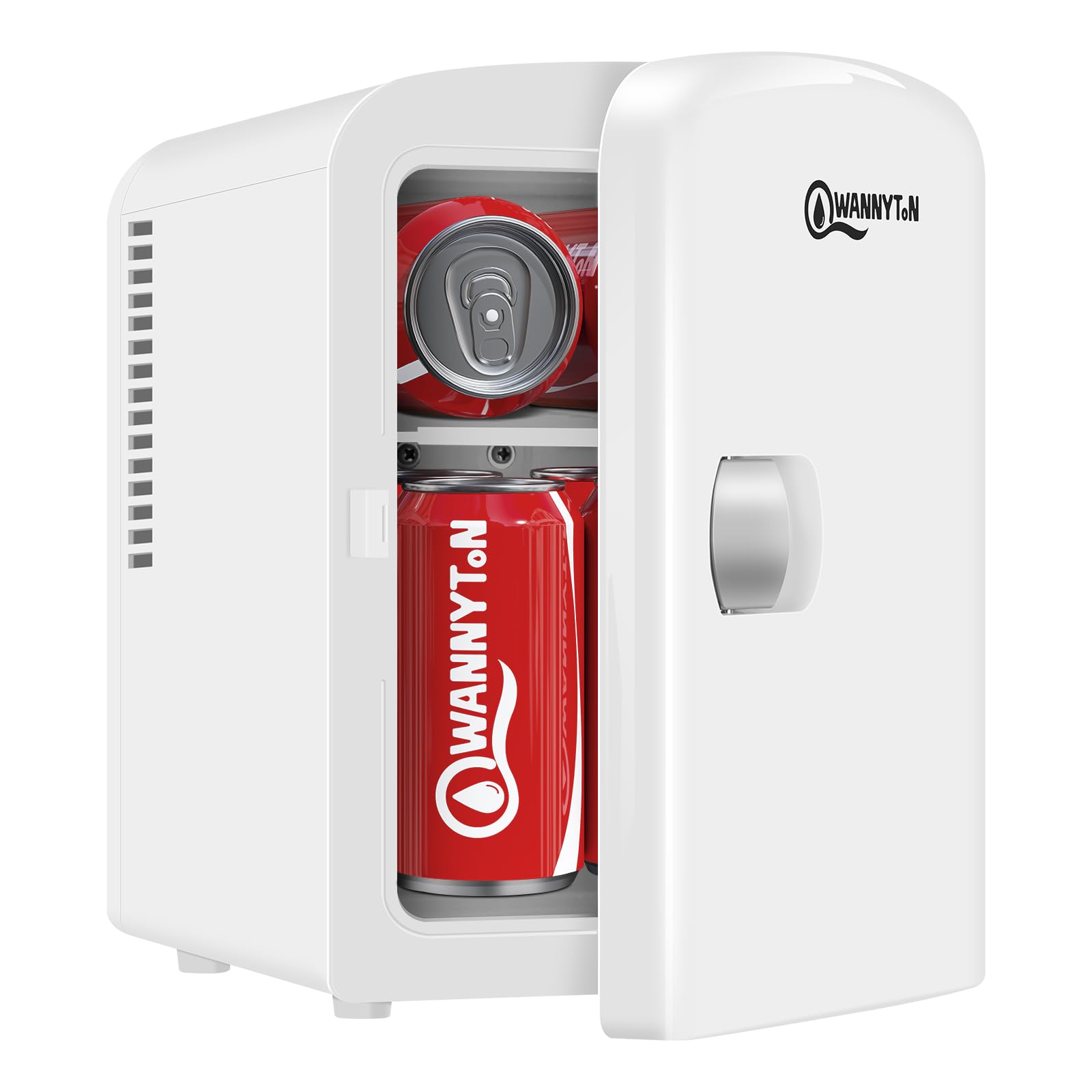 WANNYTON Mini Nevera 4L, Nevera Pequeña Portátil, Mini Nevera Portátil, Mini Frigorifico Función Enfriamiento/Calentamiento, con Cable CA 220V/ CC 12V para Coche, Oficina y Dormitorio (Blanco)