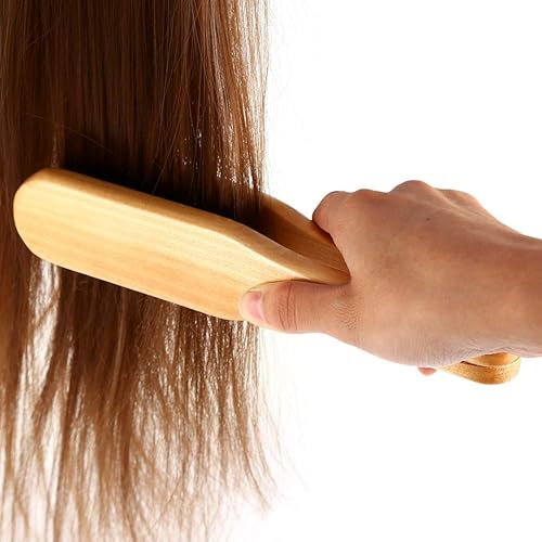 Miniatura 8 de Peine de doble cepillo, pinza para peluquería, alisador de pelo de madera, antiestático, cepillo de doble cara, cepillo para alisar el cabello