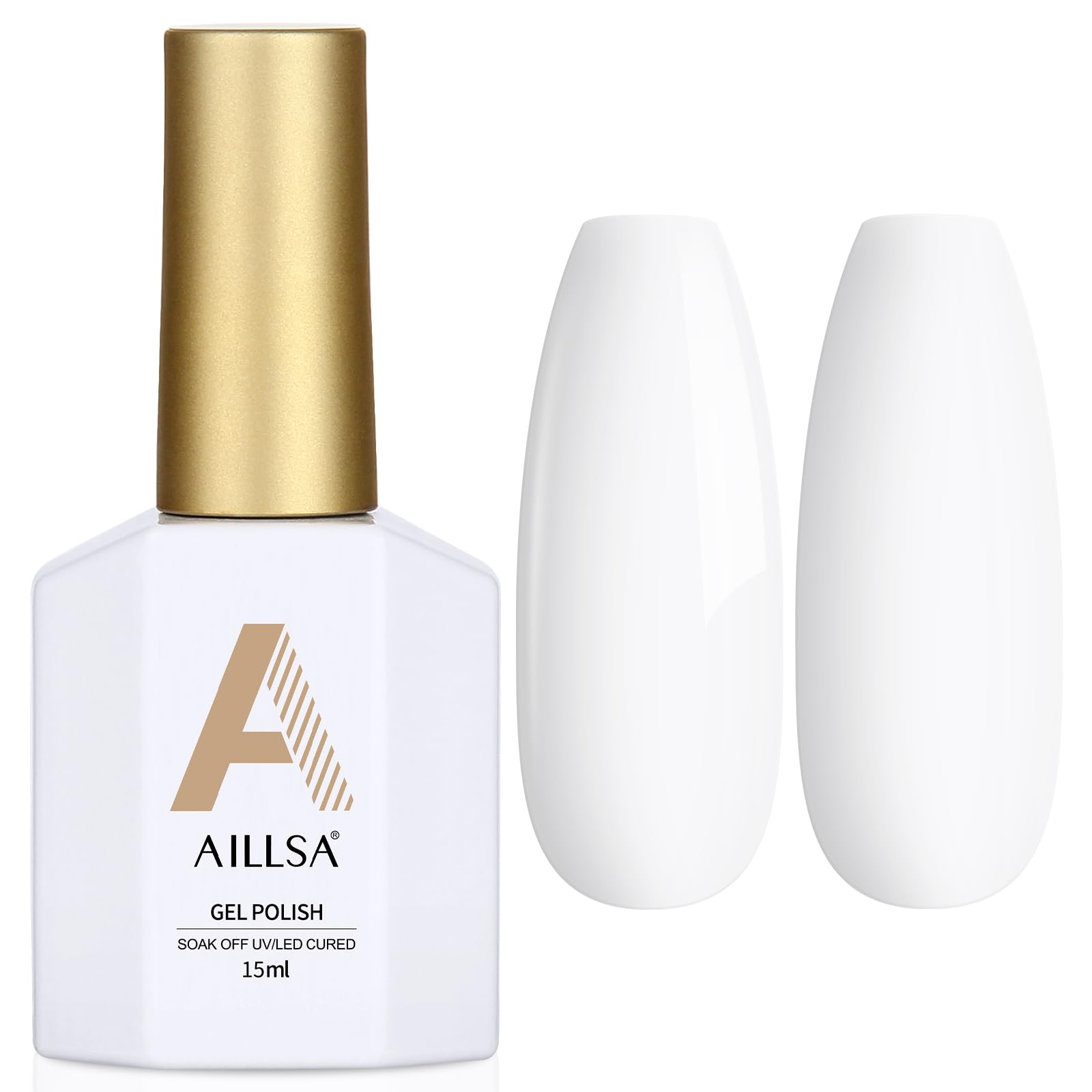 AILLSA White Gel Polish - Angel Kiss Snow Color French Manicure Wedding White Opaque Nails Soak Off U