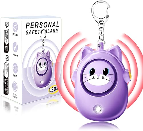 Llavero de alarma personal para mujeres con luz LED, sonido seguro de 130 dB, sirena fuerte de 130 dB, alarma de seguridad de autodefensa de