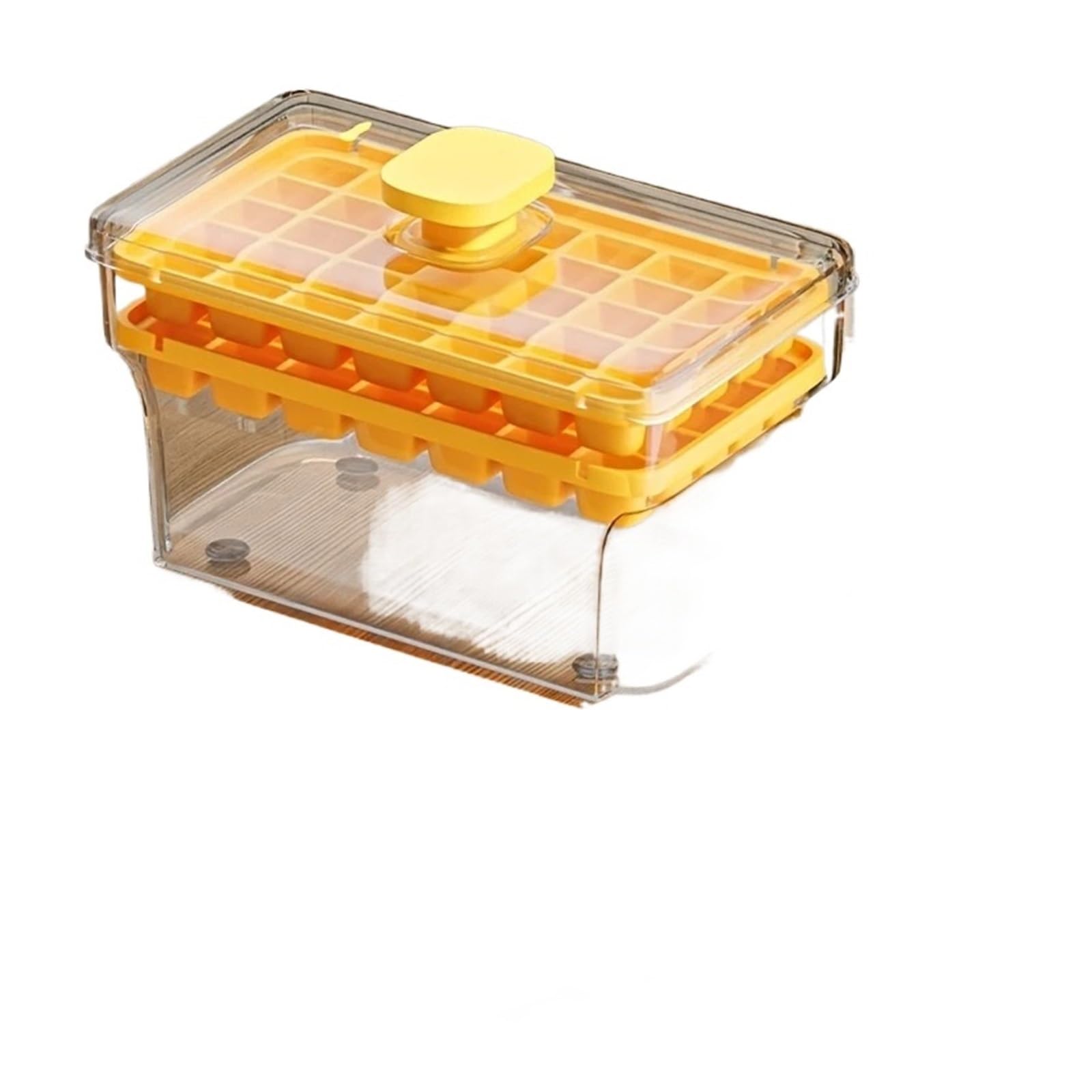 Cubiteras Para Hielo Bandeja for cubitos de hielo con tecla de presión, molde for hacer hielo de verano, bandeja for cubitos de hielo de fácil liberación(Yellow)