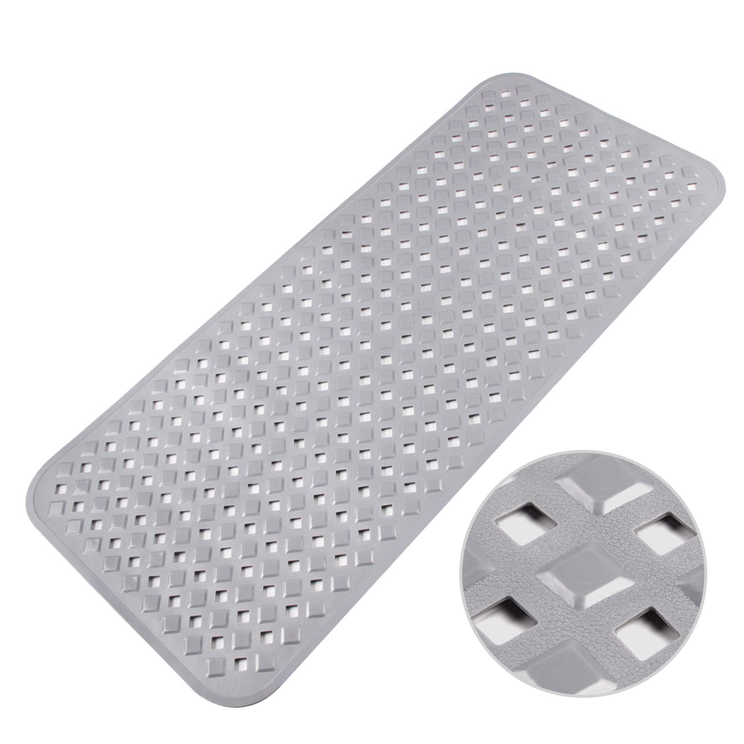 Weltrxe Solid Grey Bathtub Mat Non Slip Shower Mat With 260 Suction Cups, Machine Washable Anti-Mould Bath Mats Anti Slip Safety Pvc Bathroom Mat For Elderly Pregnant Kids Pets, 88 X 40 Cm