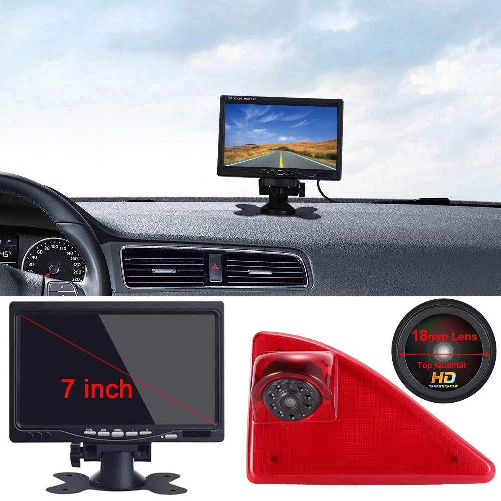 〔Kit telecamera per retromarcia〕7‘’ Monitor LCD + Obiettivo 18mm alta qualità Telecamera posteriore per auto HD 3° freno per Opel/Vauxhall Movano/Renault Master/Nissan NV400