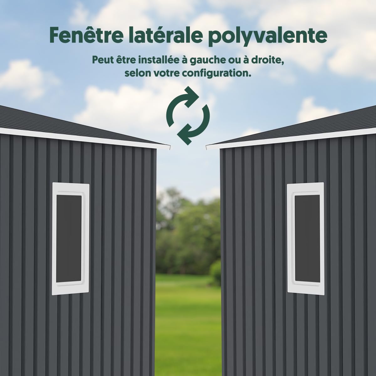 Abri de Jardin Métal Anthracite 10,85m² | Hauteur Parois 175cm | Fenêtre Latérale | Kit Ancrage Inclus | Abri à Outils Abri de Rangement Extérieur