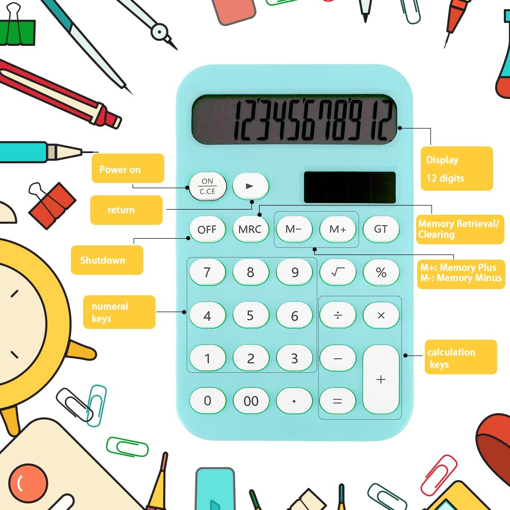 Calculadora pequeña básica, calculadora de escritorio, calculadora para escuela, calculadora de 4 funciones para estudiantes, niños, calculadora de bolsillo, suministros escolares geniales,