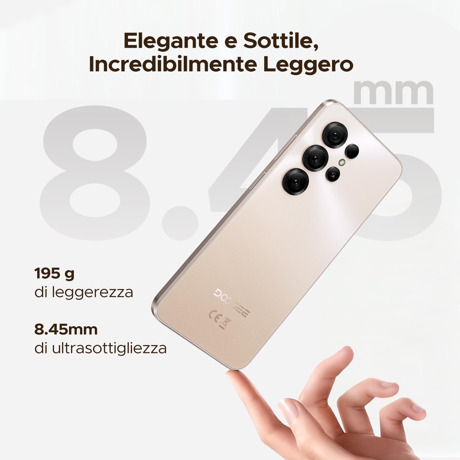DOOGEE Note 56X Smartphone Android 16, 6150mAh, 6.56" HD+ 90Hz IPS, 24GB + 64GB/2TB TF, 4G Telefono Cellular offerta Smartphone, 8.45 mm Ultrasottile, 8MP+5MP/Dual SIM/Octa Core/Face ID/GPS, Rosa Oro