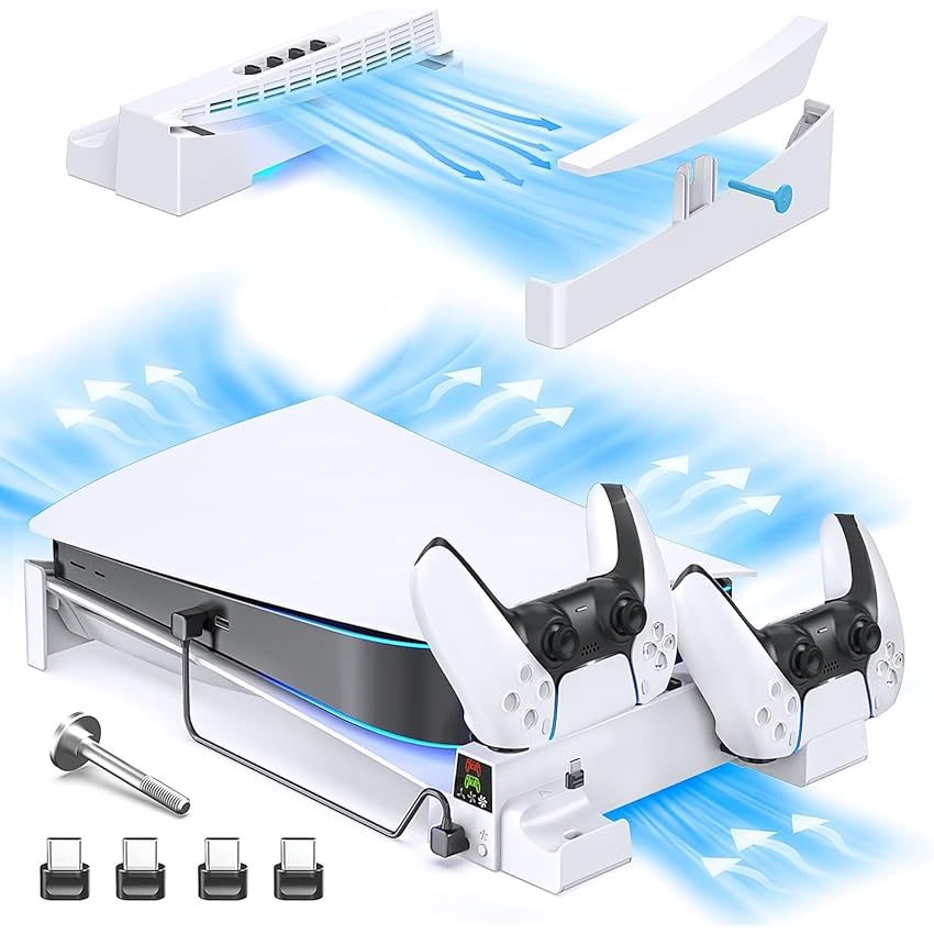 Immagine del prodotto OIVO Supporto Orizzontale PS5 con Ventola a 3 velocità, Supporto per PS5 con Raffreddamento e Caricabatterie Controller PS5 per Console Playstation 5