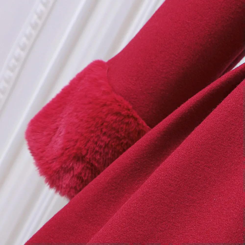 JCVBN Zestaw płaszczy polarowych dla młodych dziewczynek, czerwony beret, kurtka zimowa, jesienna kurtka z długim rękawem, ciepła odzież wierzchnia, dziewczęcy strój księżniczki