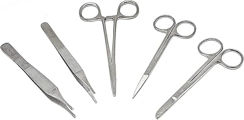 5 Piezas Tijeras Pinzas Hemostatos Aguja Titulares Sutura Lacreamon Set