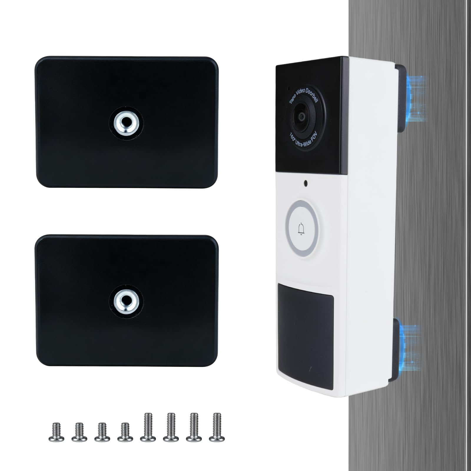 Doorbell Magnetic Mount for Tapo TD21/ D210/ D235 Doorbell, Ring Battery Video Doorbell/ Plus (Newest gen), No Drill Door Bell Mounting Bracket for Iron Doors, Weatherproof Holder for Renters