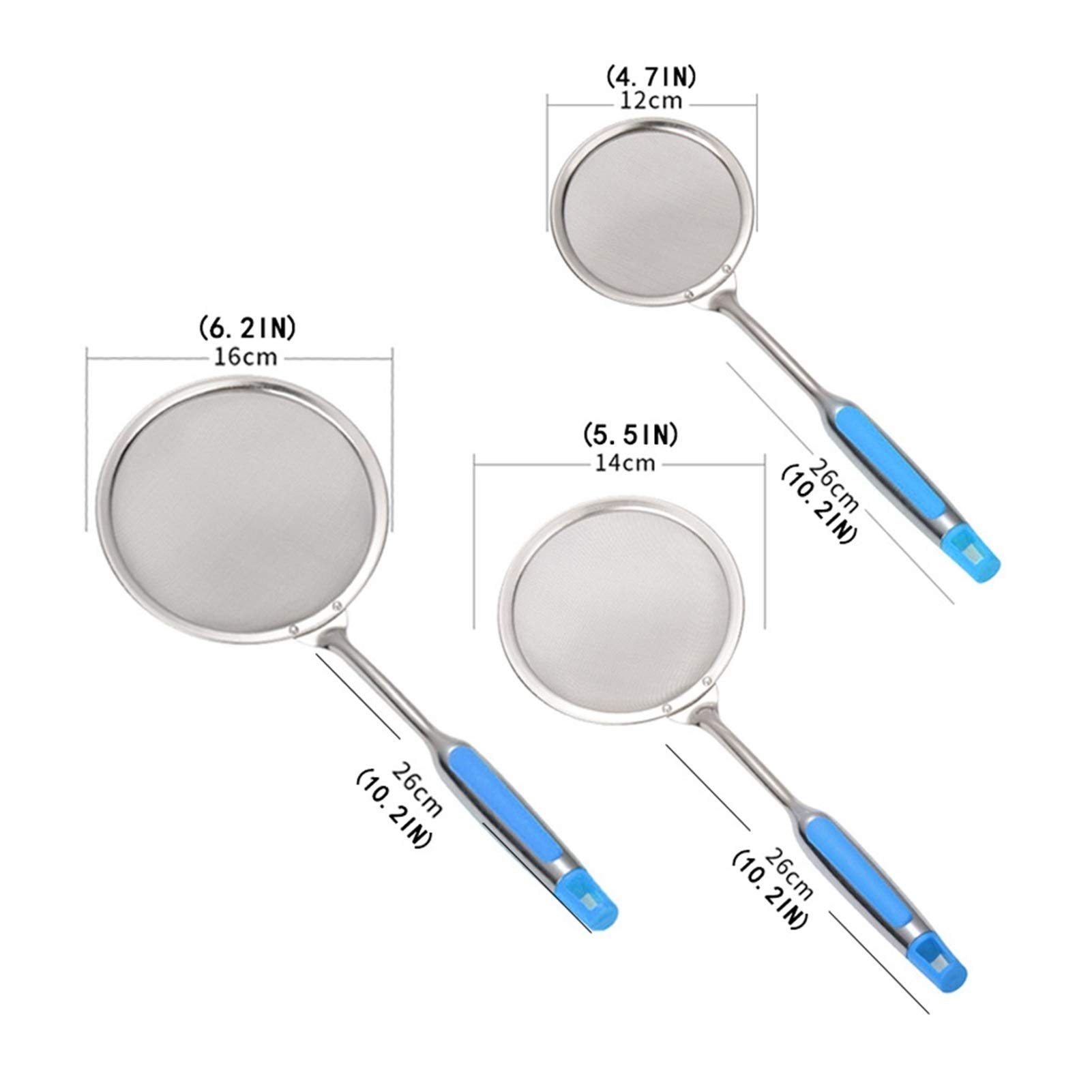 Schiumarole Cucina Collapasta Fine Filtro Maglia Filtro in Acciaio Inox di Alta qualità con Comodo Manico Antiscivolo Collapalleria Cooking Schiumarola (Size : Medium)