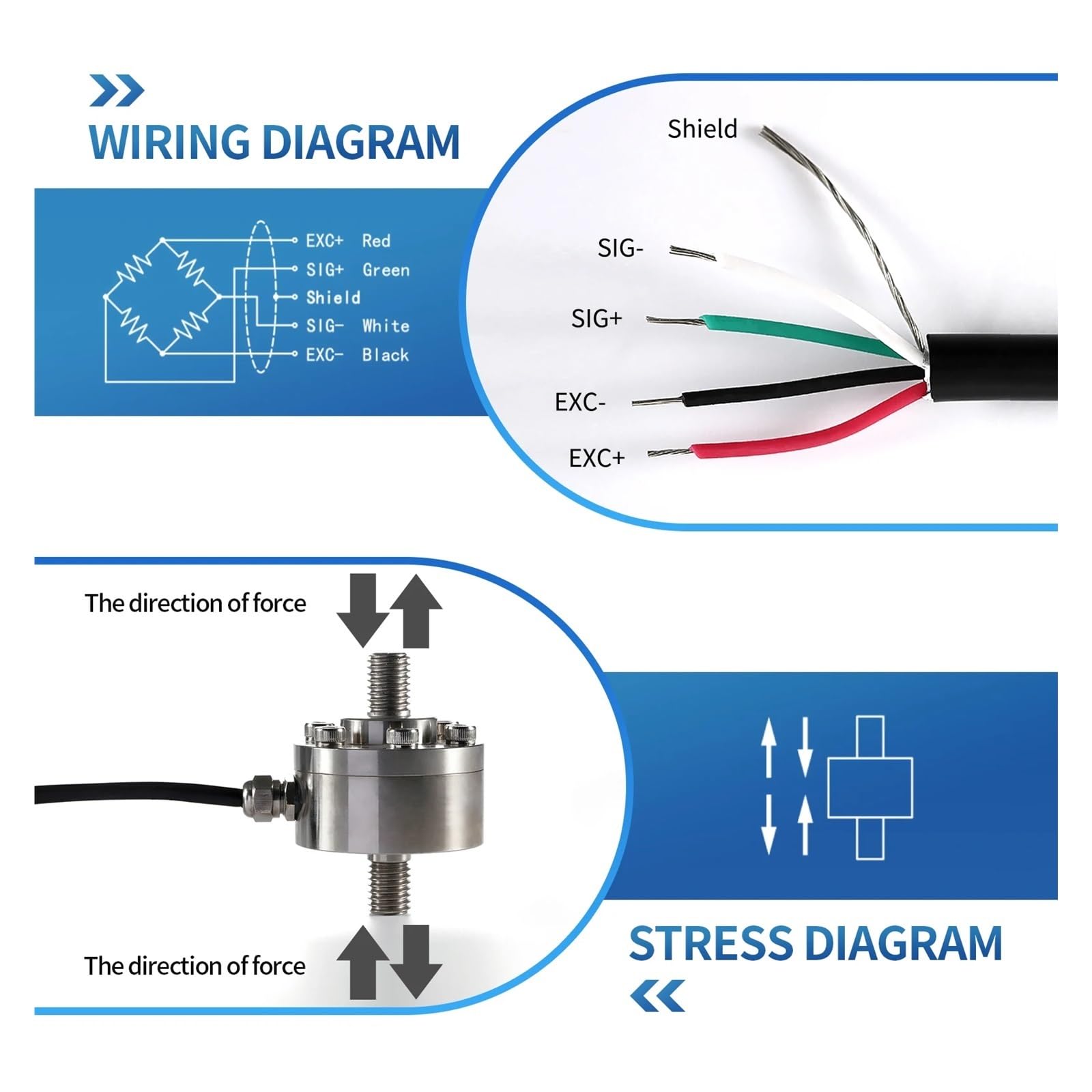 Load Cell Sensor with Indicator Display 0-500KG, Type Load Cell Test Compression Force Weight Pressure for Scale Automate