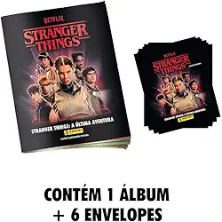 Kit C/ 1 Álbum Brochura + 6 Envelopes de Figurinhas Stranger Things 2025