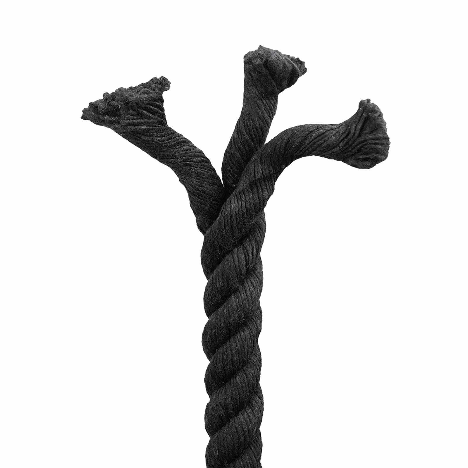 Cuerda de algodón negra 2 x 2 x 2500 cm de 3 capas, 1 pieza de cuerda de cuerda para macramé, manualidades y jardín DIY, flexible para fijación y hilo