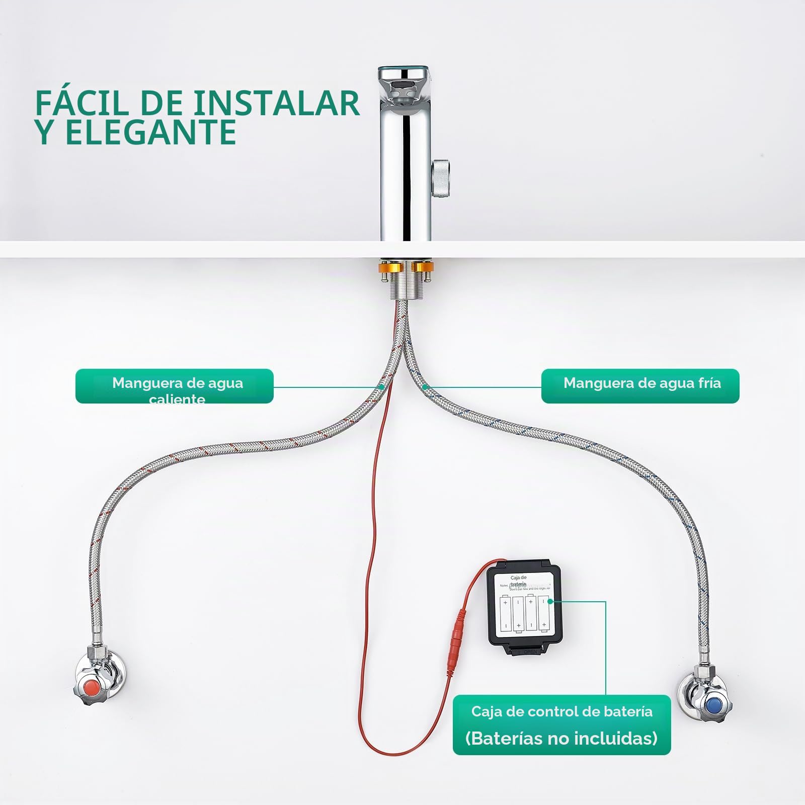 CREA Grifo Baño con Sensor Automático, Grifo Lavabo con Automático Infrarrojo, Grifo Mezclador Sensor, Moderno Grifo Baño Lavabo Automático, Grifo Monomando Inteligente, Cromo