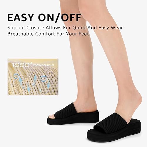 Miniatura 8 de STQ Sandalias de plataforma para mujer, bonitas sandalias gruesas con espuma viscoelástica cómoda