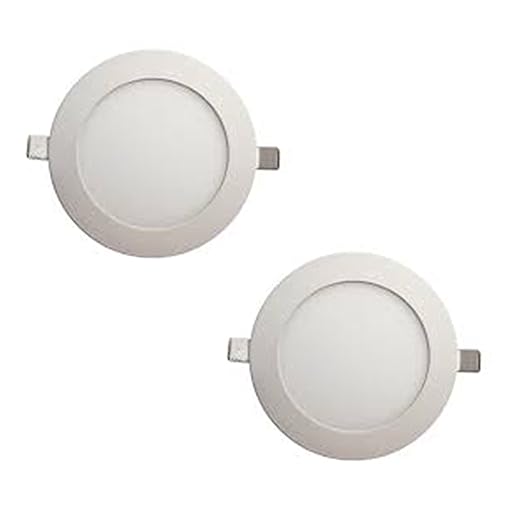 PUFFIN Plastic LED Panel Light - Round(White, 6 Watt, Pack of 2)(2 Year Warranty)