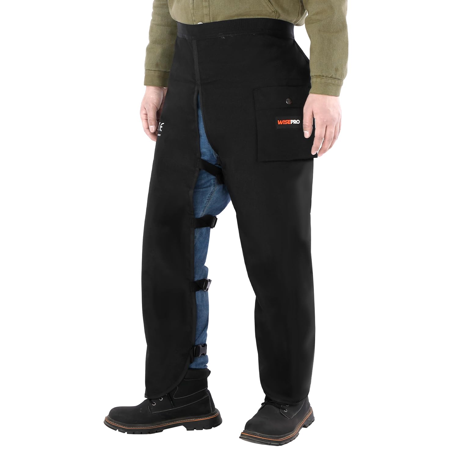 Leggings universali di sicurezza per motosega, a 8 strati, regolabili, per motosega, protezione forestale, solo protezione frontale