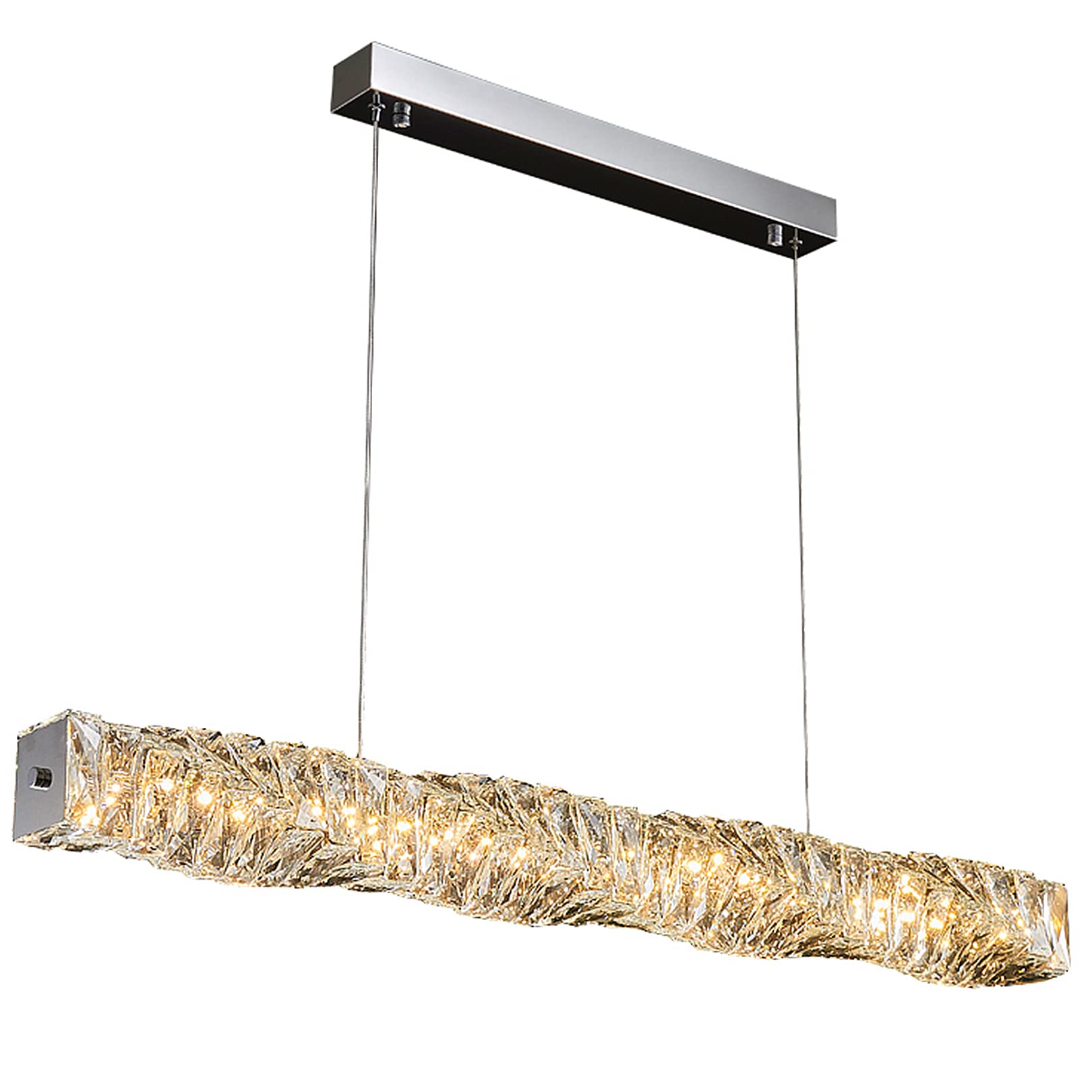Suspension rectangulaire moderne cristal LED pour illuminer vos dîners sur table de salle à manger