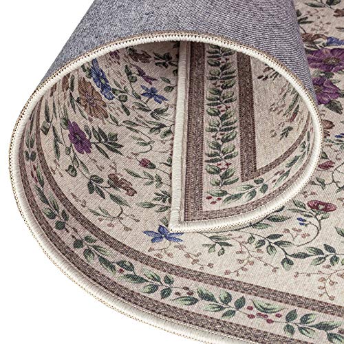 TALETA Aegean Teppich Orientalisch Aubusson mit Blumenmuster Border Wohnzimmer Beige 120x170cm – Bild 8