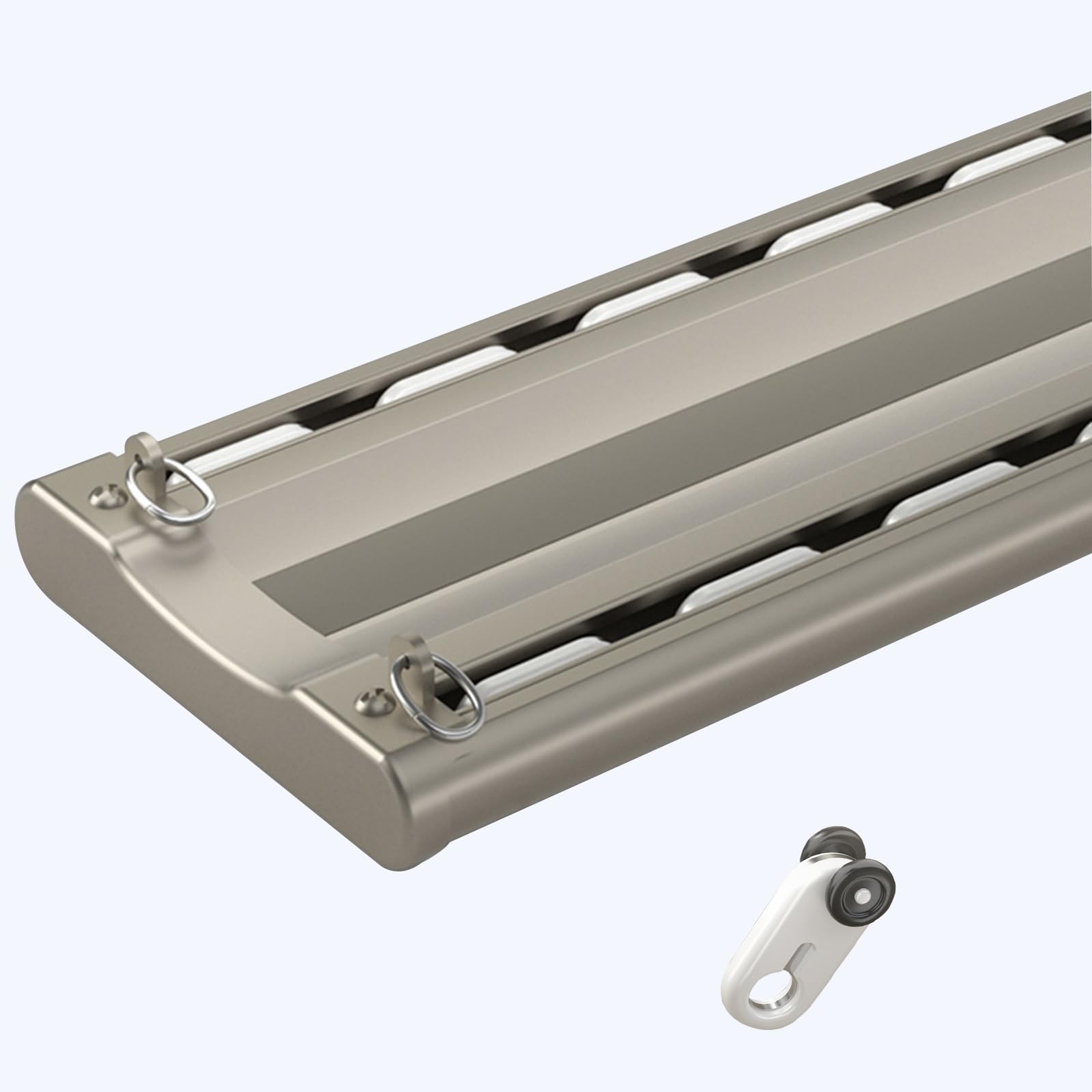Wytrzymały karnisz sufitowy z podwójnym szynem – zestaw aluminiowych karniszy do montażu sufitowego – 200 cm (szampański, 100 cm x 2) - idealny do zasłon i zasłon