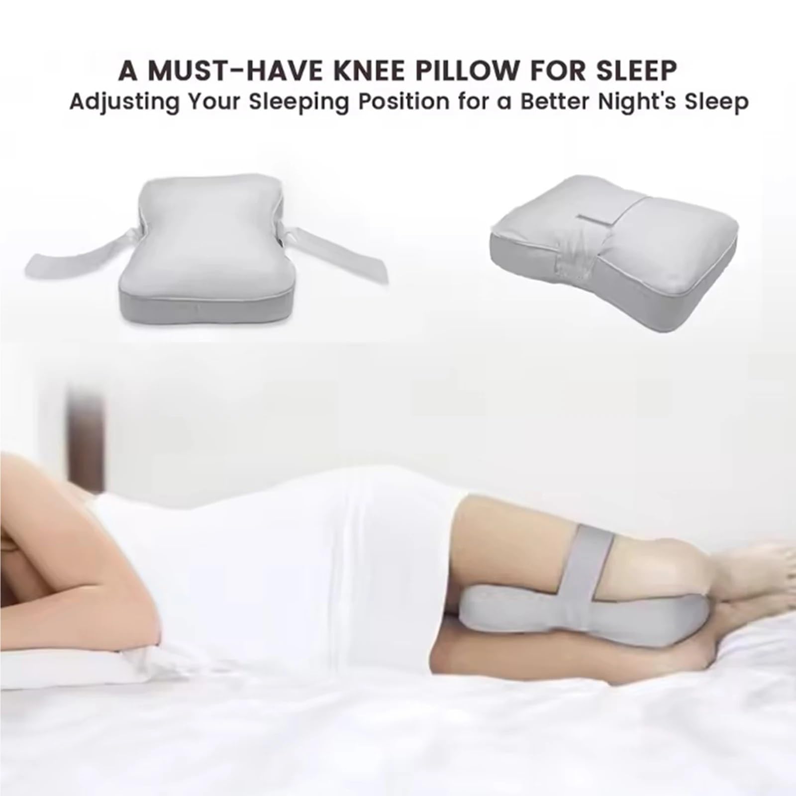 Coussin pour Genoux Oreiller for Les Jambes, Coussin de Soutien for, Oreiller Cervical Doux et Polyvalent, for Genoux à Usage Domestique, for Un Sommeil réparateur(New Gray)