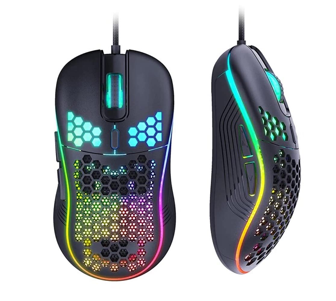 ANDROSET USB RGB Gaming Mouse, Honeycomb Lightweight Gaming Mouse 7200DPI, RGB Backlit and 6 Programmable Buttons