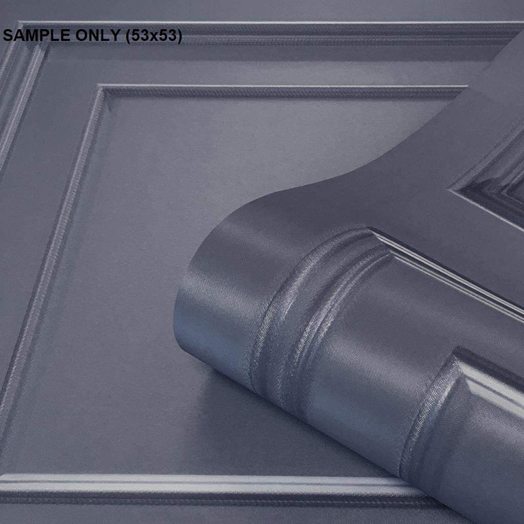 Yöl Navy - Sample Navy Sample Amara Wood Panel Effect Wallpaper Textured Vinyl