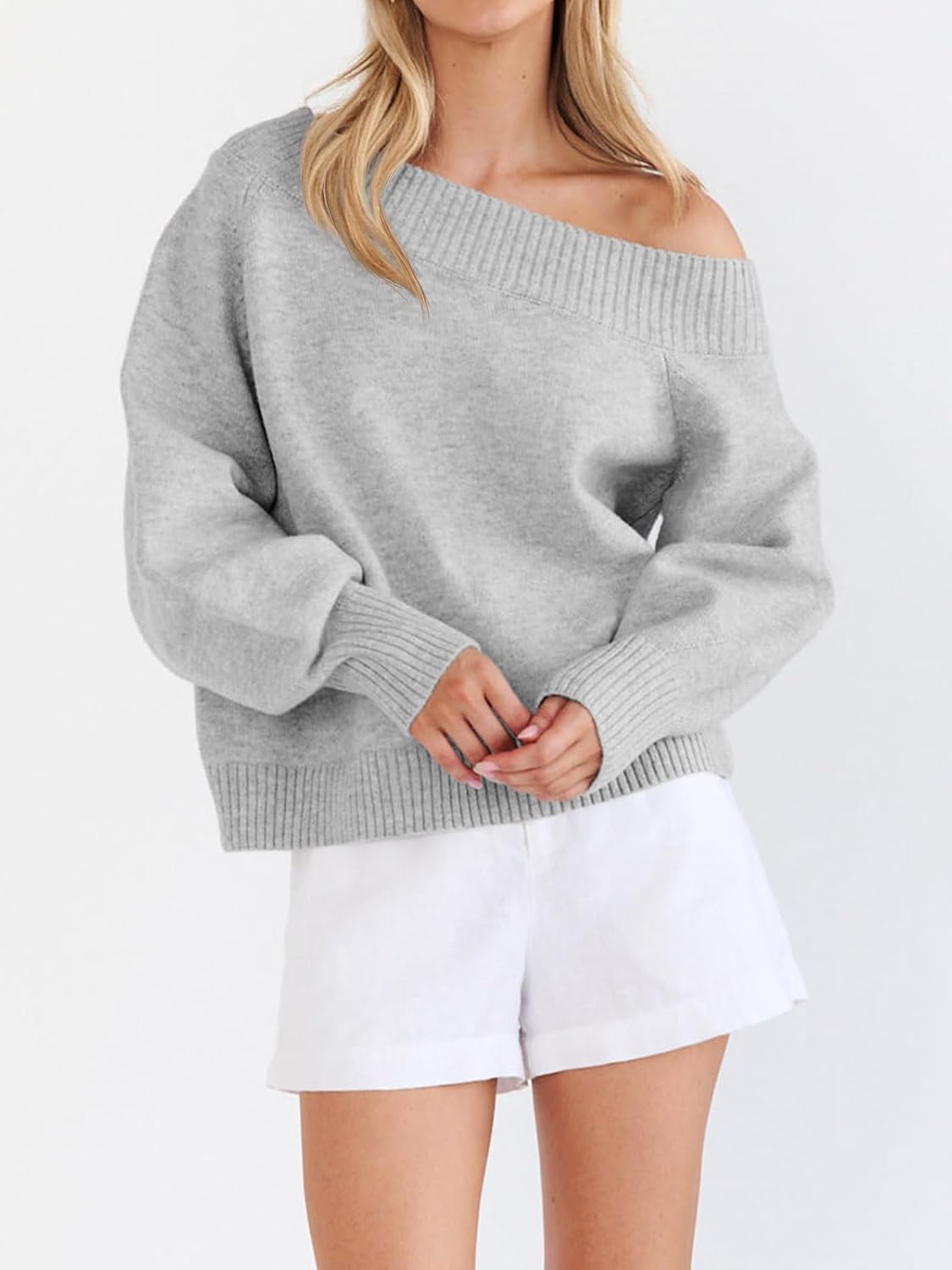 Saodimallsu Womens Off The Shoulder Sweater Long Sleeve Boat Neck Pullover 2025 Casual Trendy Loose Knit Tops - Image 3