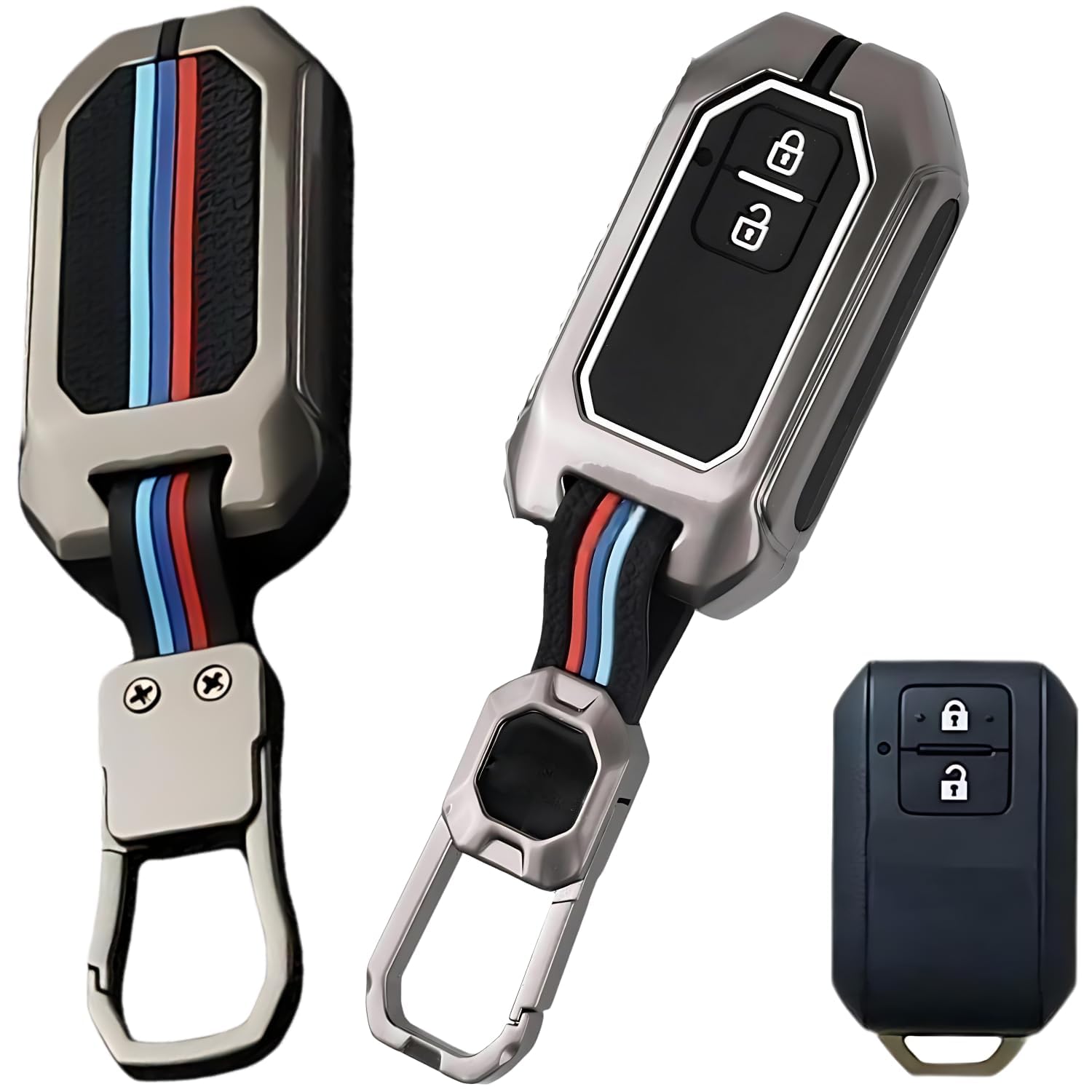 Metal Alloy Key Cover Compatible With Toyota Urban Cruiser, Hyryder, Glanza 2 Button Smart Key