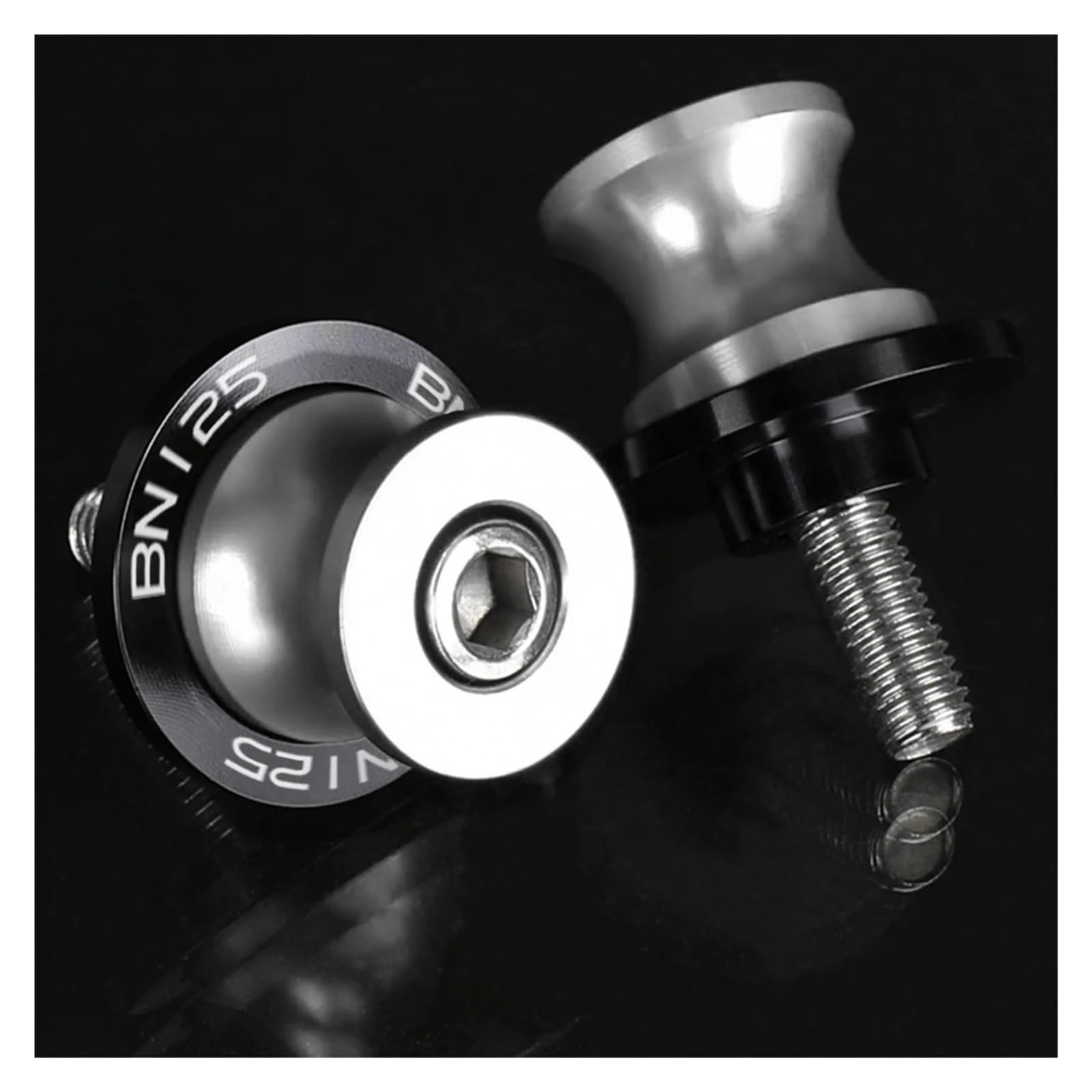 Xichenmu 6Mm Silver Logo Cnc Aluminum Motorcycle Swingarm Spools For Bn125 2017-2023 6Mm Motorcycle Swingarm Spools Sliders Accessories Swing Arm Stand Screw(6Mm Silver Logo)