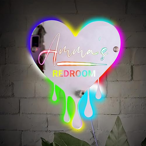 Miniatura 2 de Letrero de neón de corazón fundido para montaje en pared, letrero de luz de neón LED regulable, espejo en forma de corazón goteante para decoración