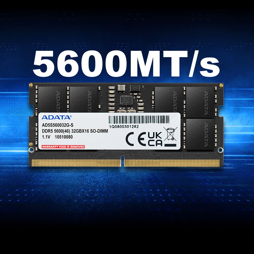 メモリー A-DATA 32GB(16GBx2) DDR5-5600MHz SO-DIMM ADATA DDR5 5600MHz 32GB(1x32GB) CL46 SODIMM Notebook Laptop