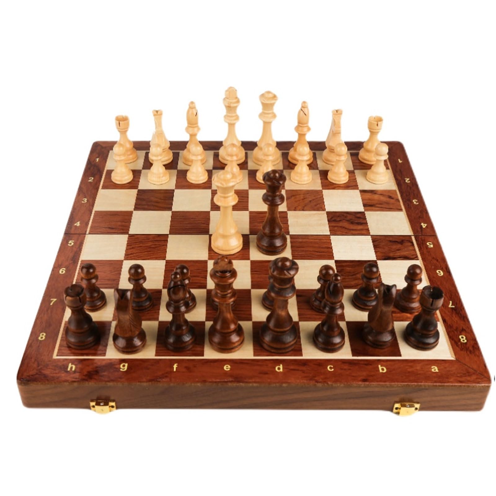 MRKU Set di Scacchi in Legno International Chess Set di Scacchi di Lusso Professionale Scacchiera da Viaggio Portatile per Gioco educativo di Compleanno in Famiglia