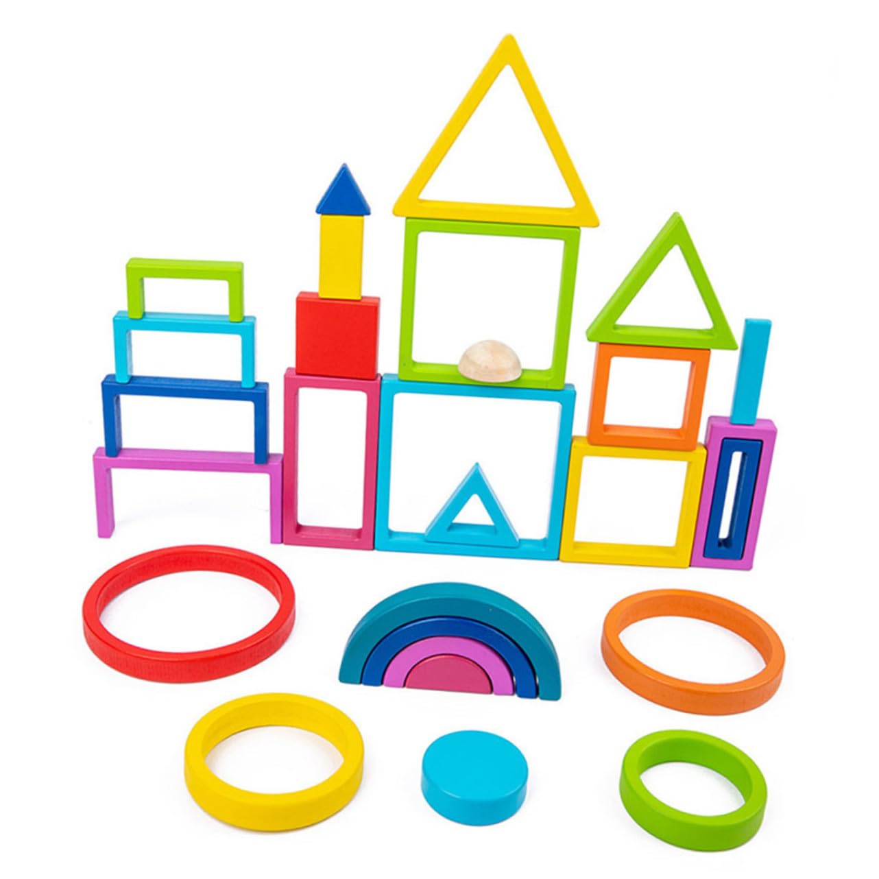 ORFOFE Juguetes Educativos de Construcción para Bloques de Colores Grandes Cognitivo de para Bebés y Pequeños Desarrollo Motriz y Creatividad Seguro y Duradero para Aprendizaje Temprano